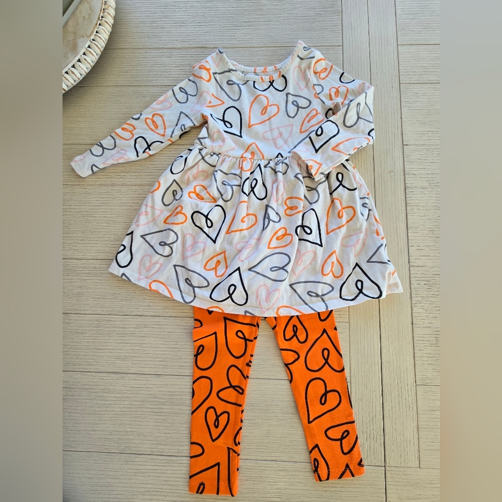 Cat&Jack Halloween Hearts Dress & Leggings (3T)